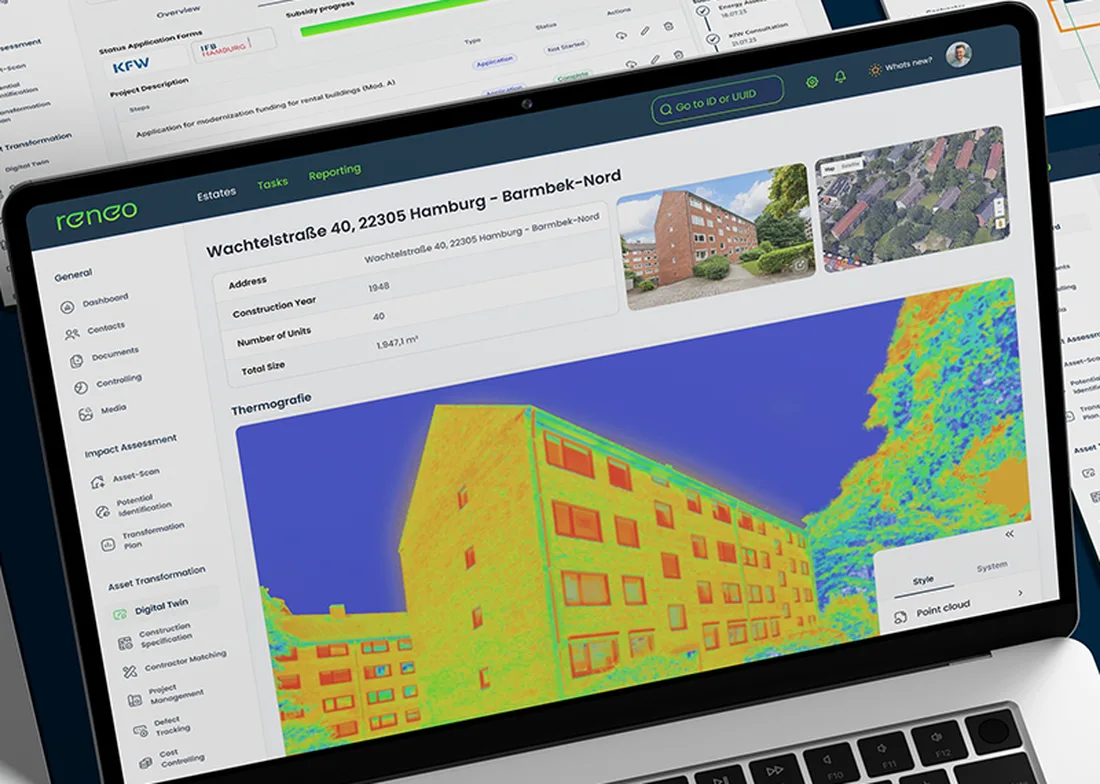 Thermography view of the building inside the digital twin