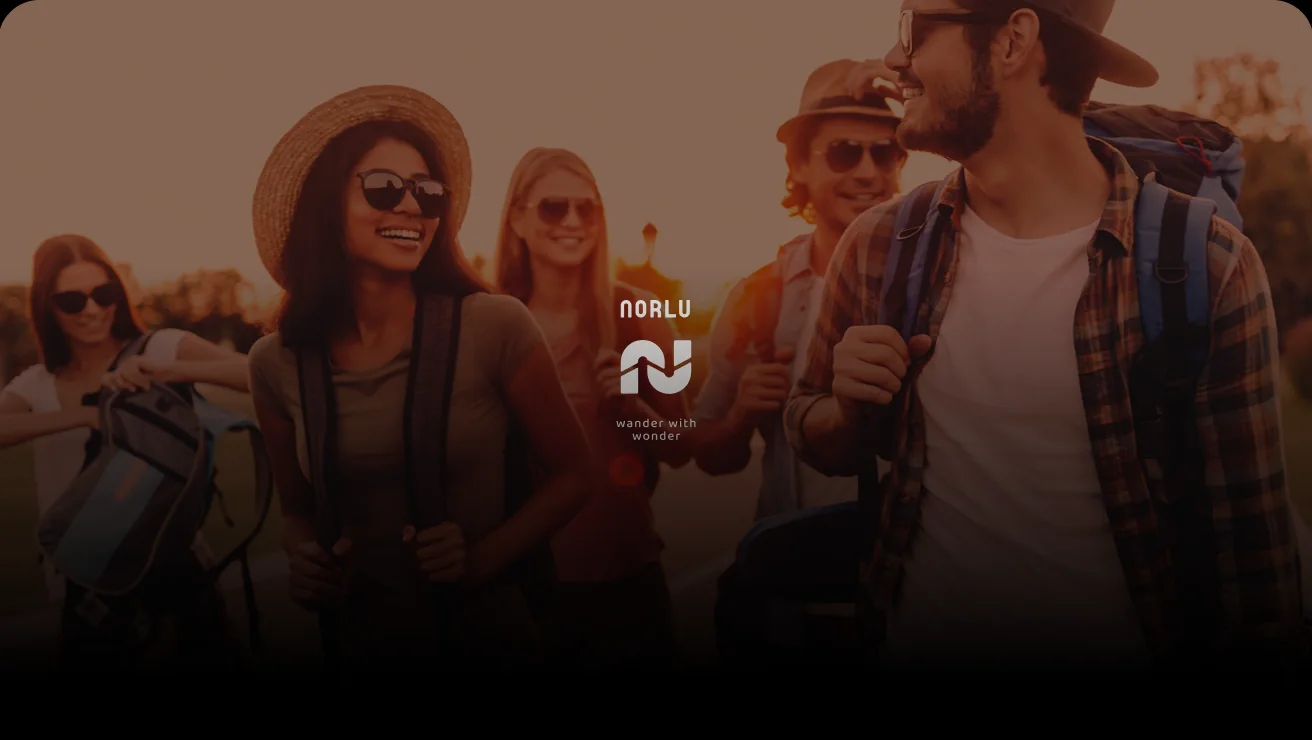 Norlu brand image with a group of travellers