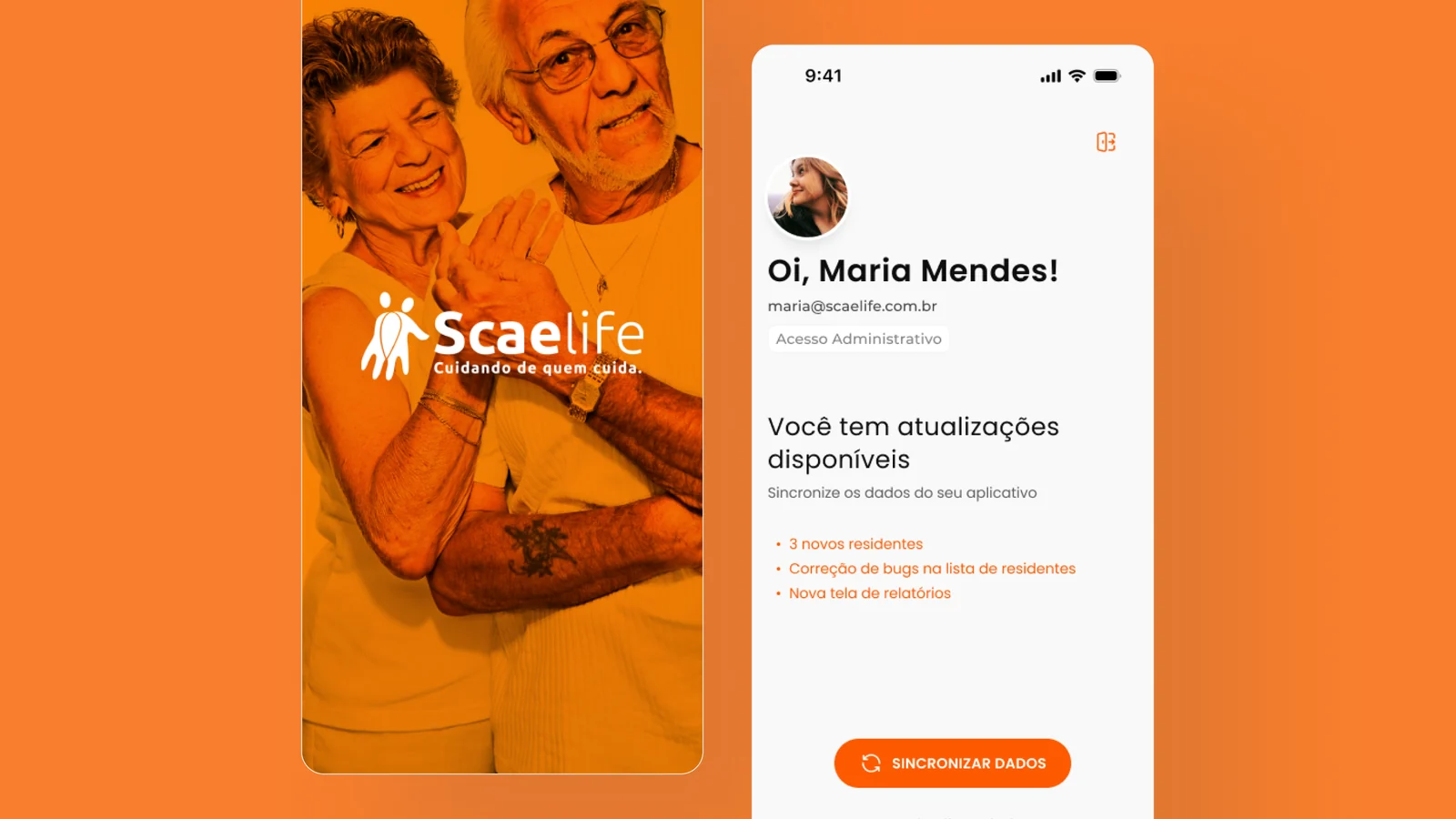 Splash screen and the caregiver home with pending updates