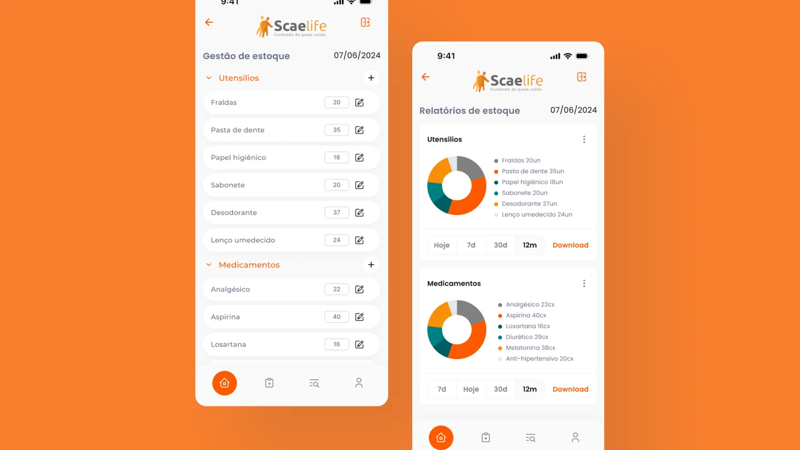 Stock management and stock report screens